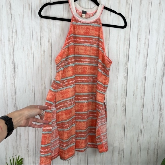 Free People We the Free Orange high neck striped tank - Picture 1 of 6